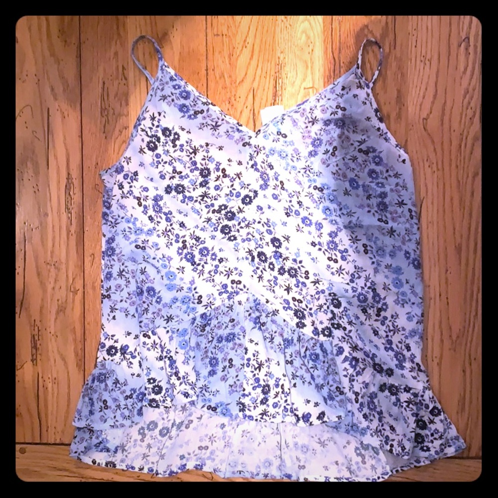 blue and white floral tank top